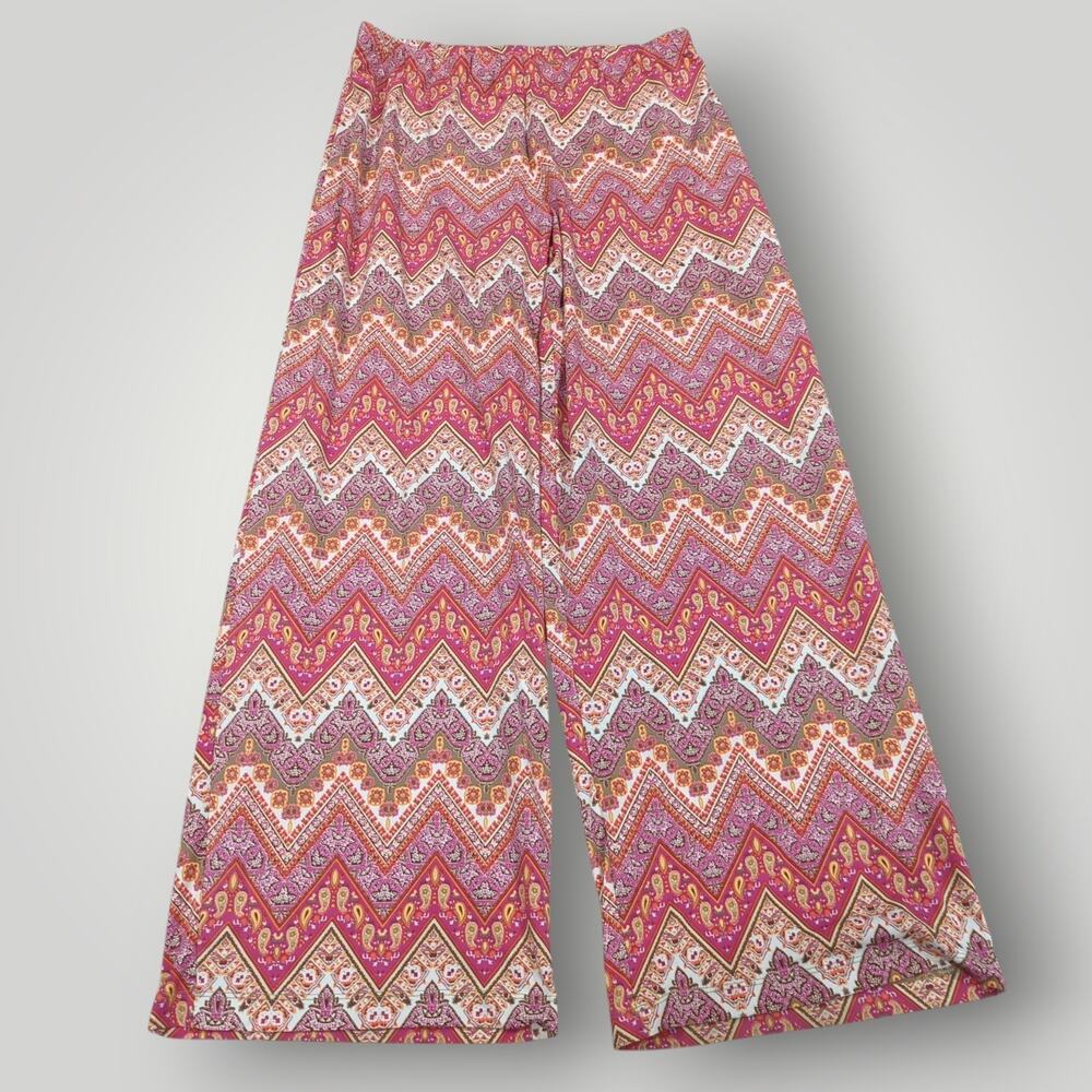 New Directions Women’s Pants Size XL Multicolor Knit Wide Leg Pull On Pants